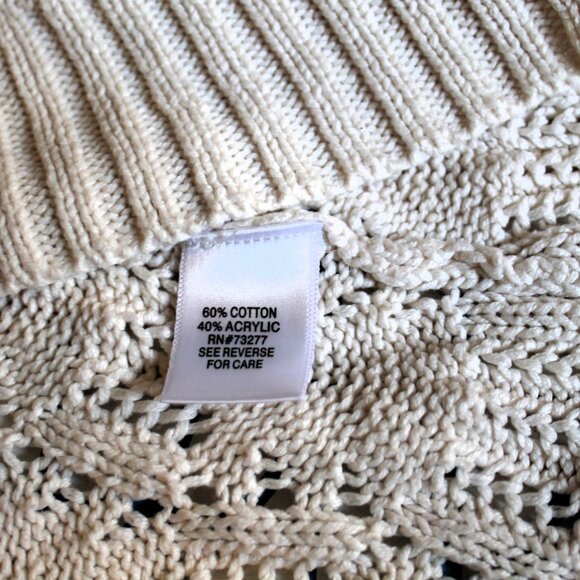 Sonoma Life Style Open Crochet Lace Cotton Blend Ivory Cardigan, Medium - Picture 8 of 8
